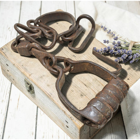 Antique Iron Large Heavy Camel Chain Lock Original Old Hand Crafted