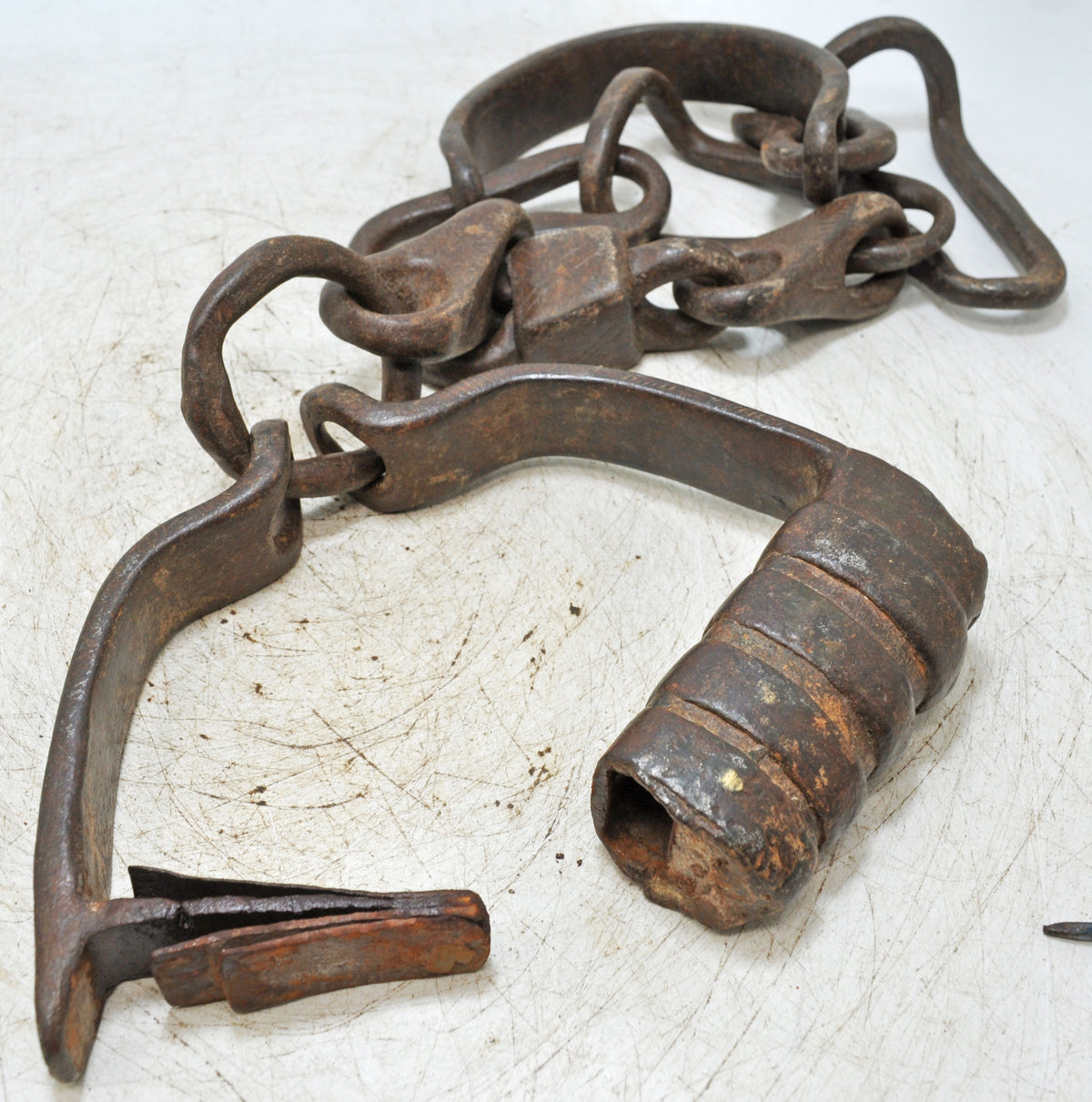 Antique Iron Large Heavy Camel Chain Lock Original Old Hand Crafted