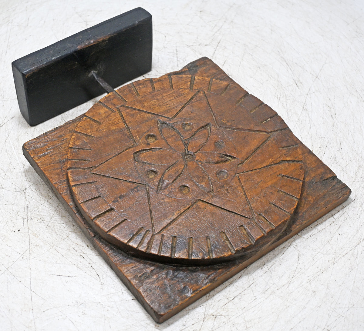 Antique Wooden Floral Carving Panel Plaque on Stand Original Old Hand Carved
