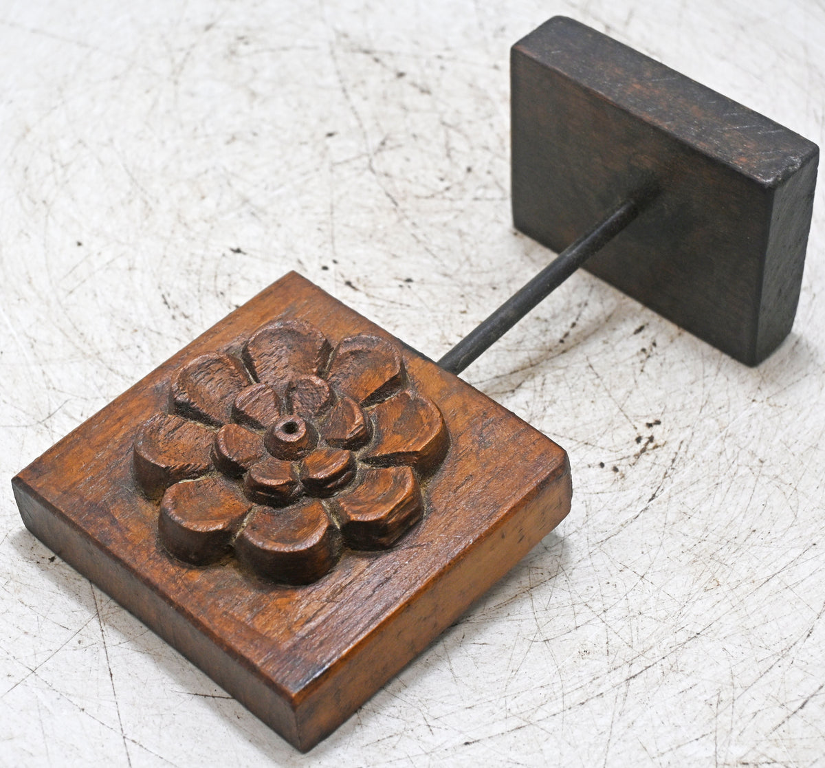 Antique Wooden Floral Carving Panel Plaque on Stand Original Old Hand Carved