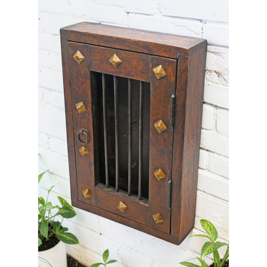 Vintage Wooden Wall Key Hanging Cabinet Box Original Old Hand Crafted