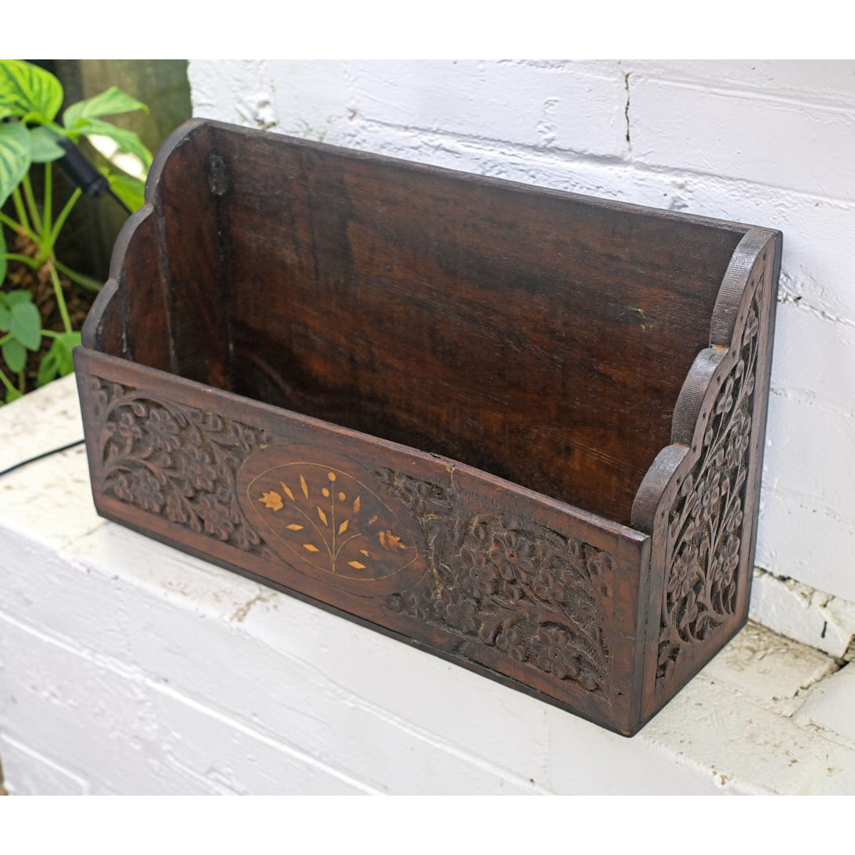 Vintage Wooden Paper Tray Original Old Fine Hand Crafted Carved
