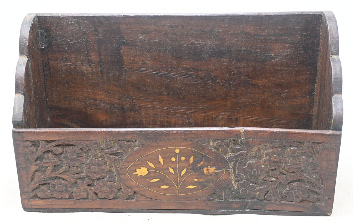 Vintage Wooden Paper Tray Original Old Fine Hand Crafted Carved