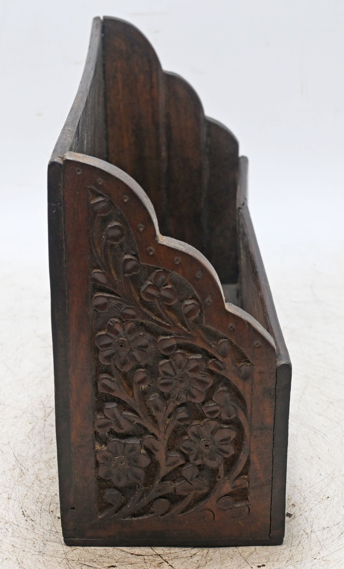 Vintage Wooden Paper Tray Original Old Fine Hand Crafted Carved