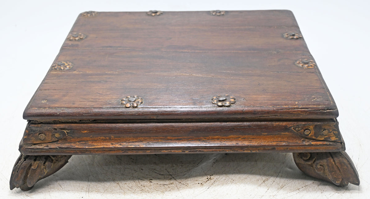 Antique Wooden Floor Sitting Bajot Low Stool Original Old Fine Hand Carved