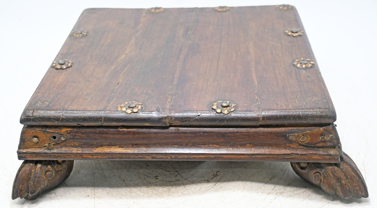 Antique Wooden Floor Sitting Bajot Low Stool Original Old Fine Hand Carved