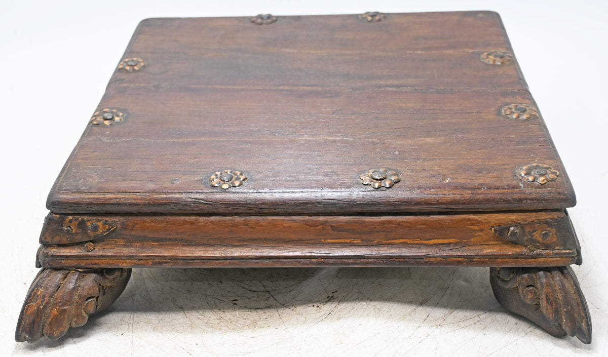 Antique Wooden Floor Sitting Bajot Low Stool Original Old Fine Hand Carved