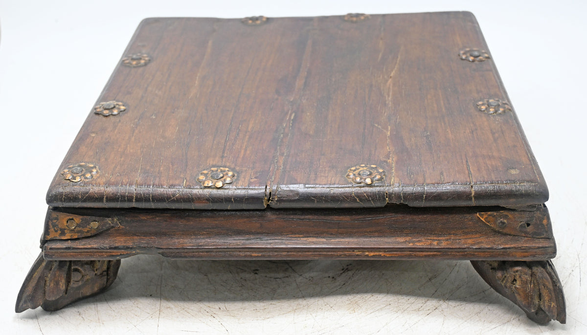 Antique Wooden Floor Sitting Bajot Low Stool Original Old Fine Hand Carved