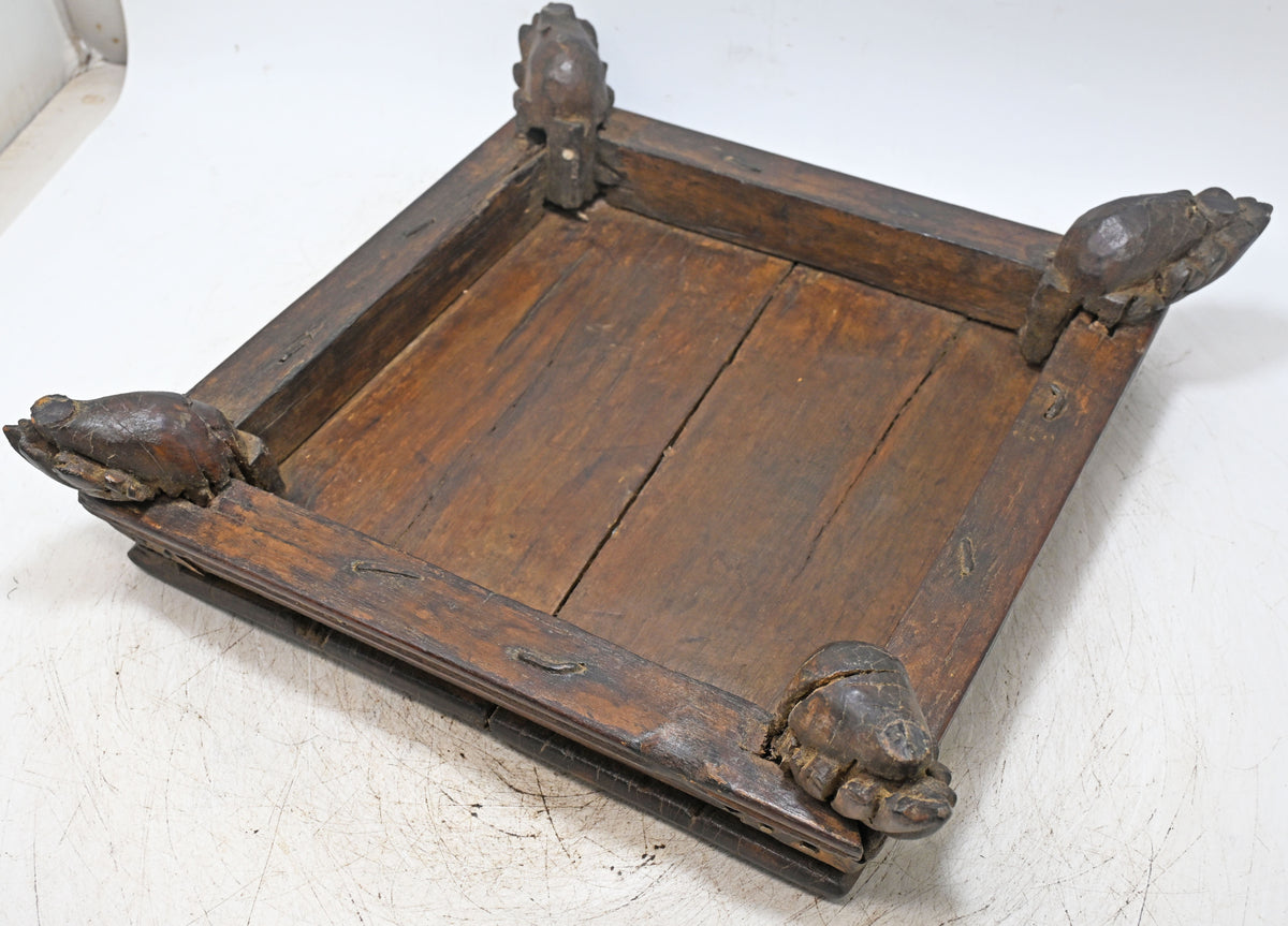 Antique Wooden Floor Sitting Bajot Low Stool Original Old Fine Hand Carved
