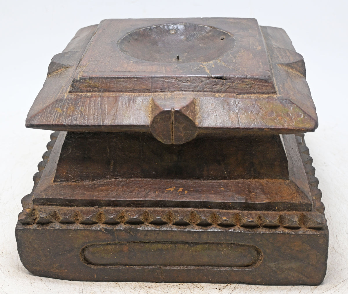 Antique Wooden Pillar Column Base Candle Holder Original Old Fine Hand Carved
