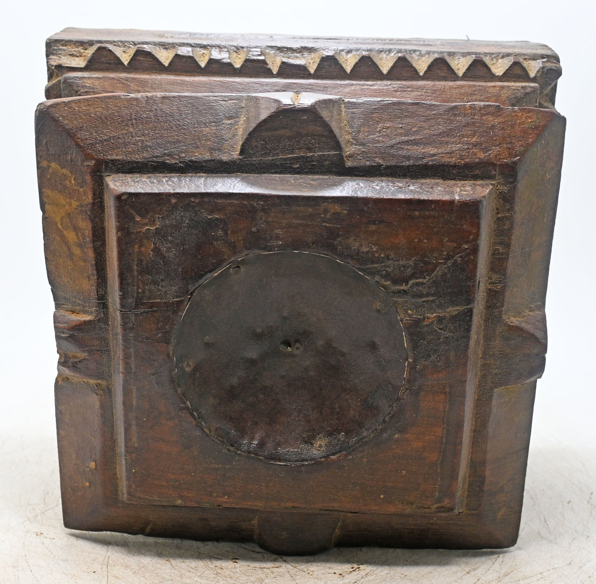 Antique Wooden Pillar Column Base Candle Holder Original Old Fine Hand Carved