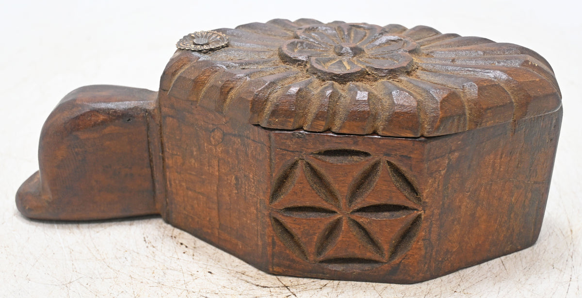 Antique Wooden Kitchenware Spice Box Original Old Hand Carved