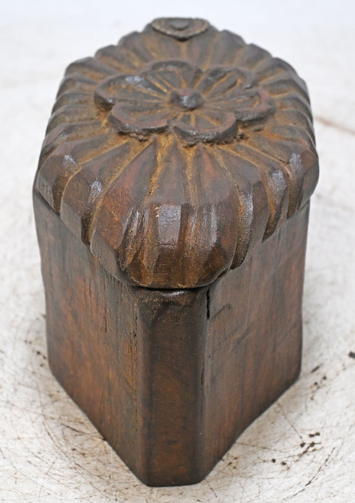 Antique Wooden Kitchenware Spice Box Original Old Hand Carved