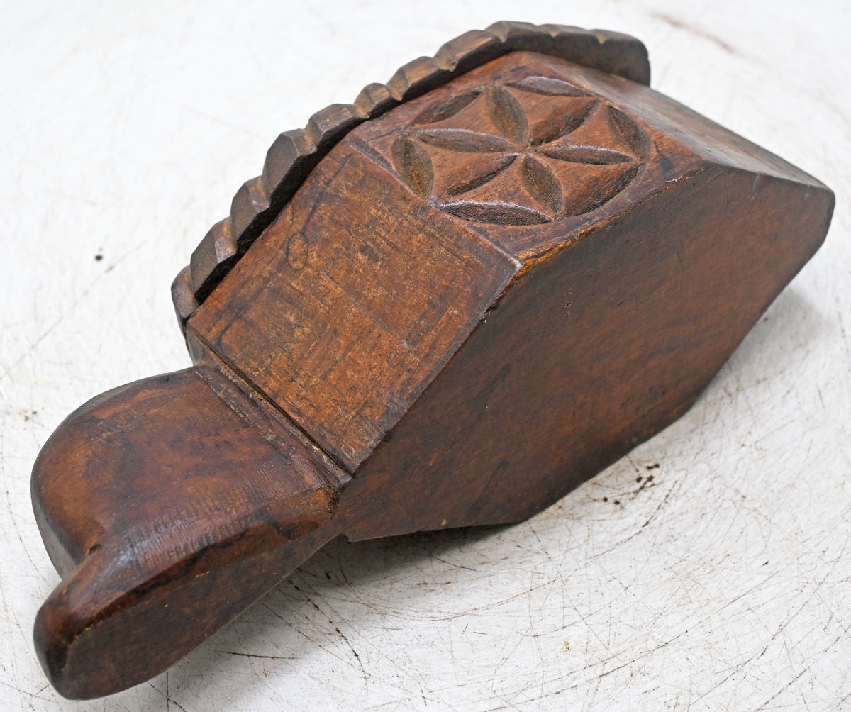 Antique Wooden Kitchenware Spice Box Original Old Hand Carved