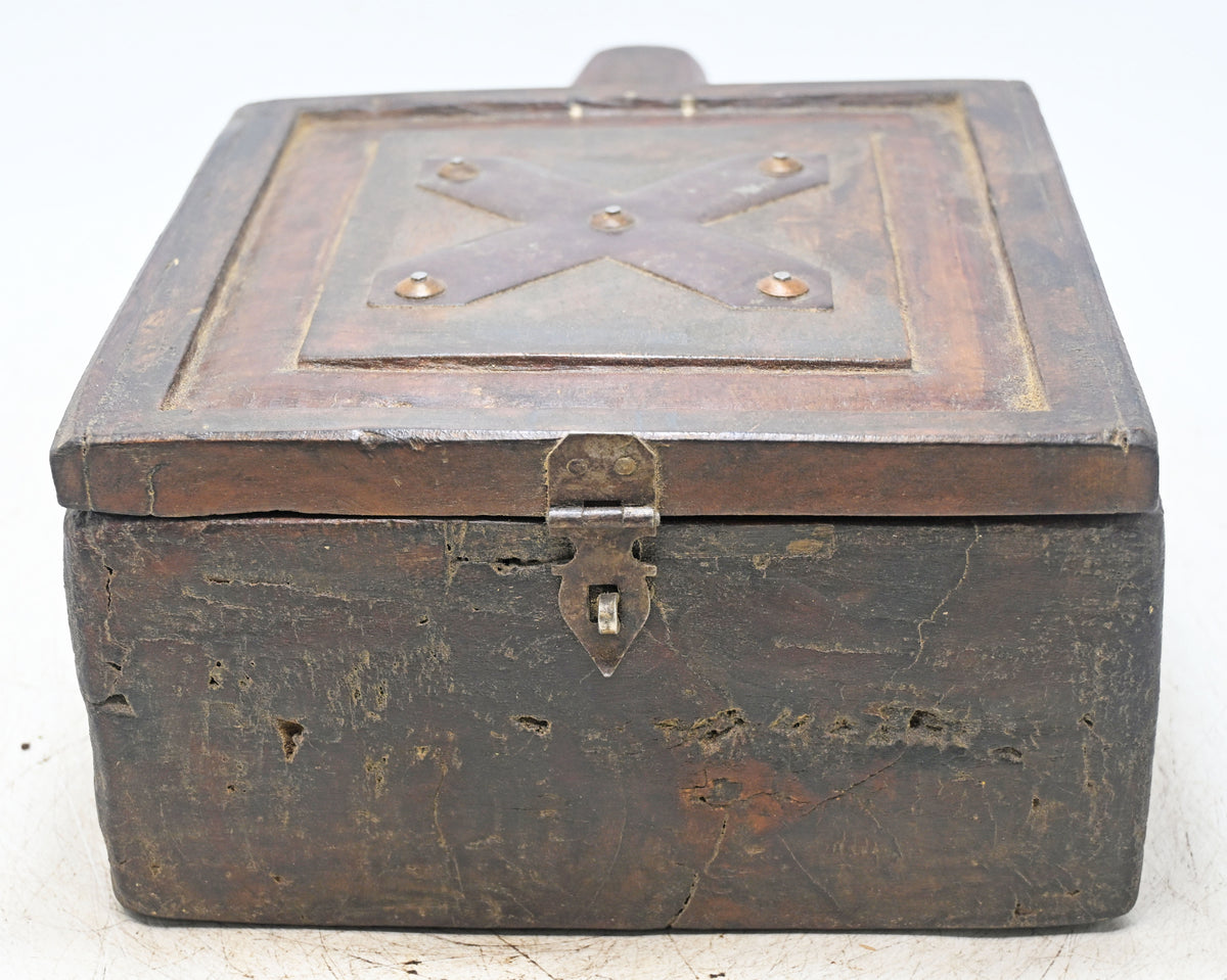 Antique Wooden Kitchenware Spice Box Original Old Hand Carved