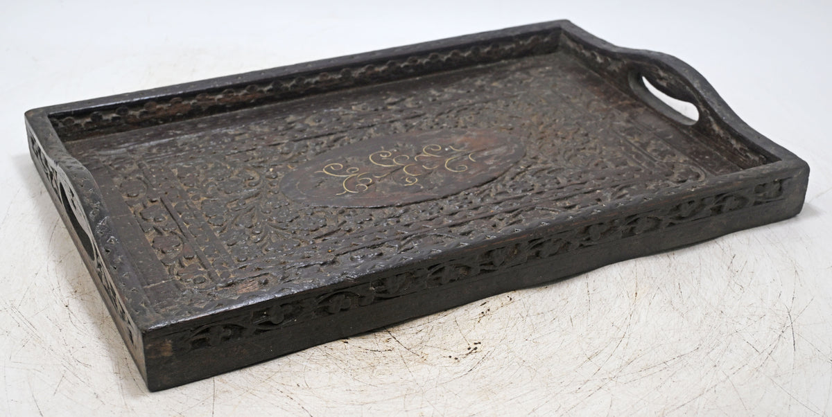 Antique Wooden Serving Tray Original Old Hand Crafted Fine Hand Carved