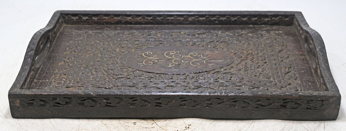 Antique Wooden Serving Tray Original Old Hand Crafted Fine Hand Carved