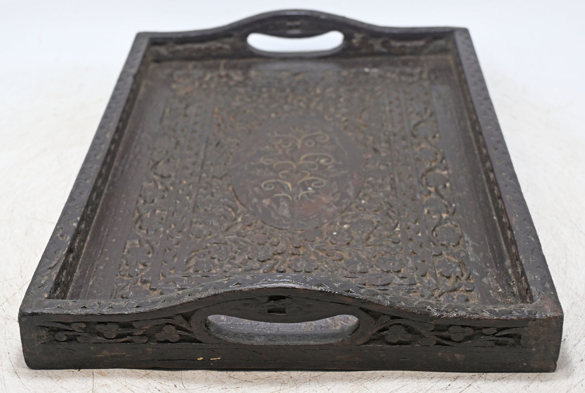 Antique Wooden Serving Tray Original Old Hand Crafted Fine Hand Carved