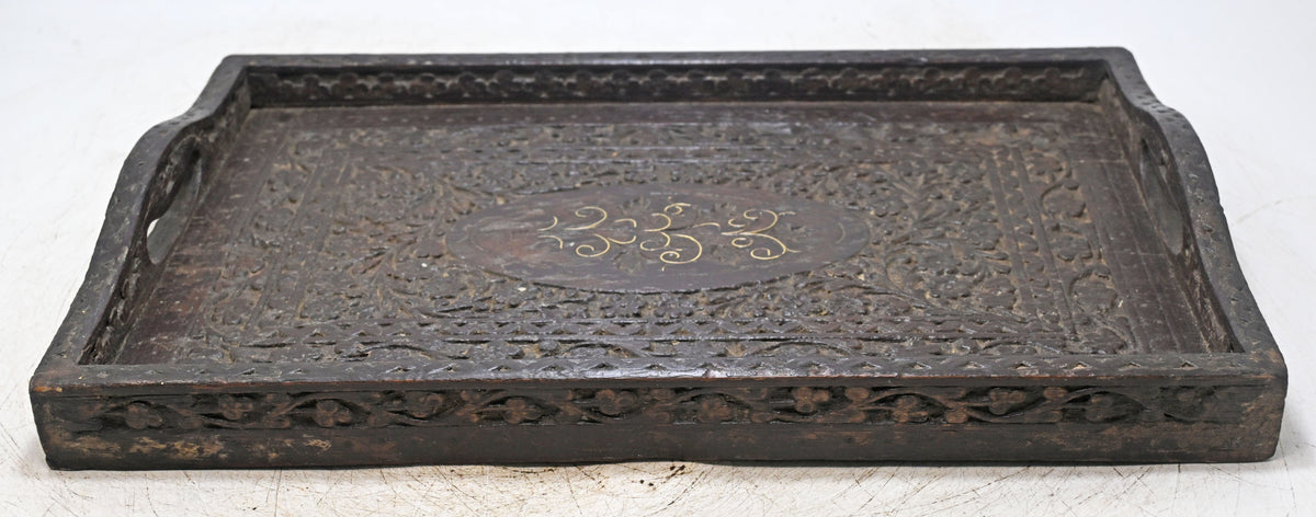 Antique Wooden Serving Tray Original Old Hand Crafted Fine Hand Carved