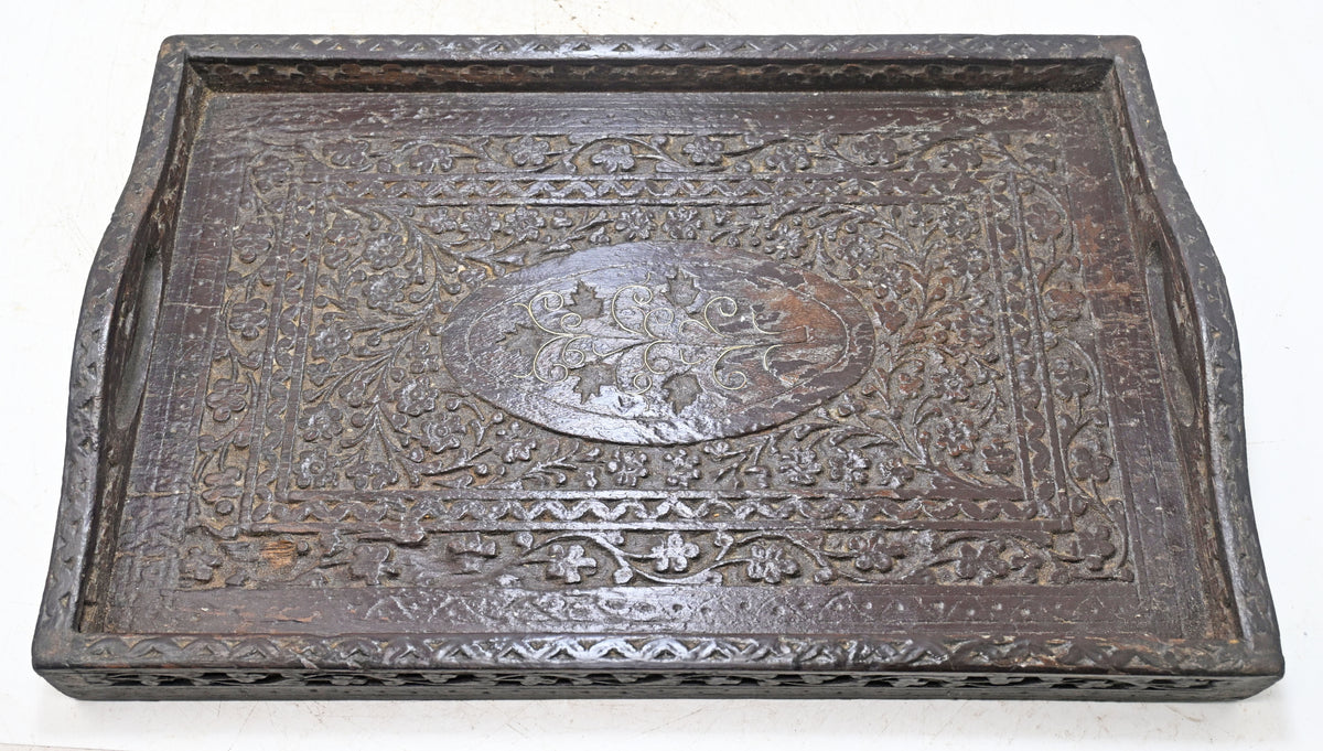 Antique Wooden Serving Tray Original Old Hand Crafted Fine Hand Carved