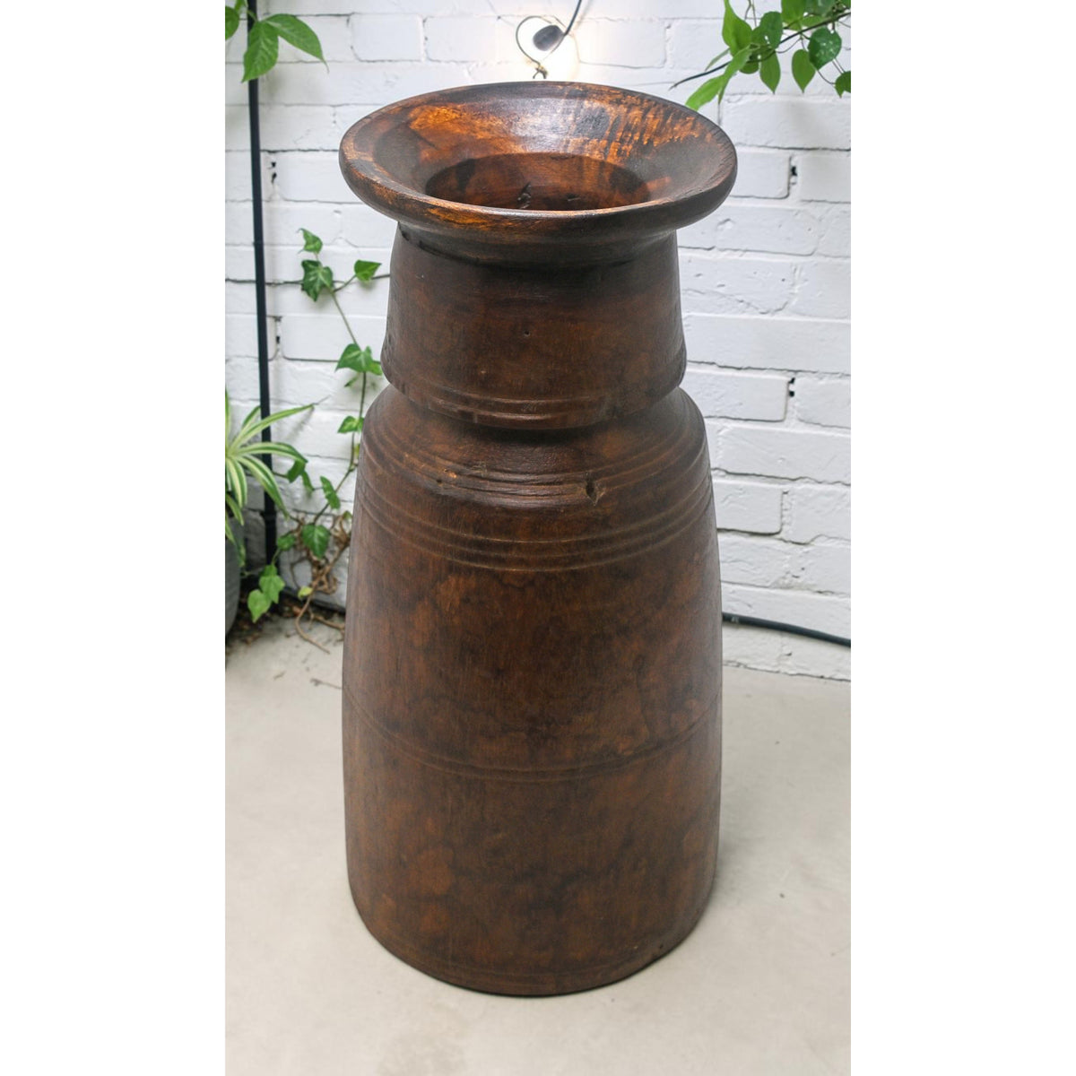 Antique Wooden Himalayan Water Storage Pot Original Old Hand Crafted