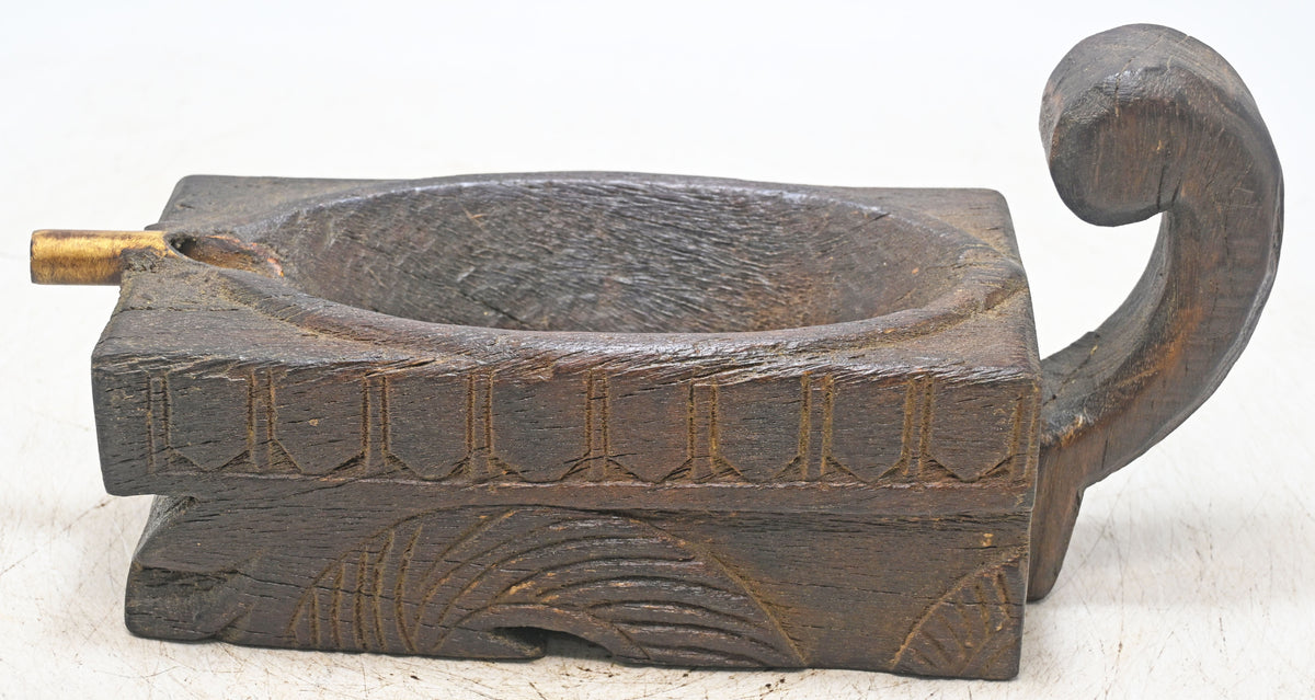 Antique Wooden Opium Water Kharal Bowl Original Old Fine Hand Carved