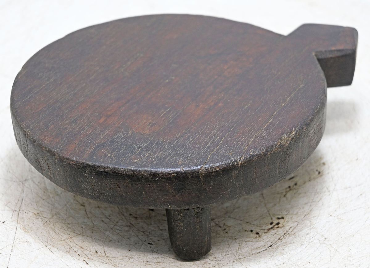 Antique Wooden Round Chapati Bread Rolling Plate Original Old Hand Carved