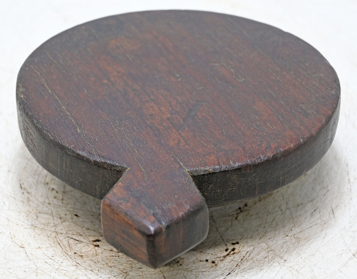Antique Wooden Round Chapati Bread Rolling Plate Original Old Hand Carved