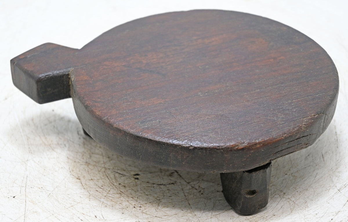Antique Wooden Round Chapati Bread Rolling Plate Original Old Hand Carved