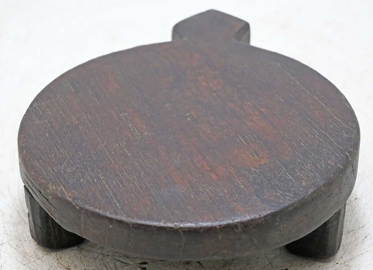 Antique Wooden Round Chapati Bread Rolling Plate Original Old Hand Carved