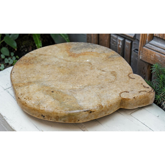 Antique White Marble Round Chapati Bread Rolling Plate Original Old Hand Carved