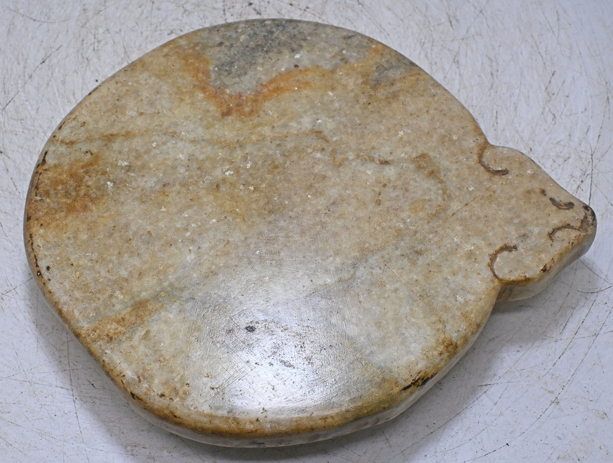 Antique White Marble Round Chapati Bread Rolling Plate Original Old Hand Carved