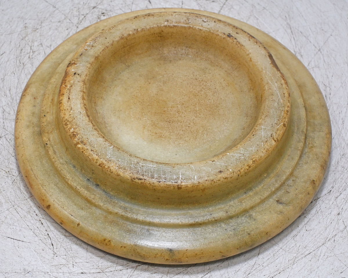 Antique White Marble Round Chapati Bread Rolling Plate Original Old Hand Carved