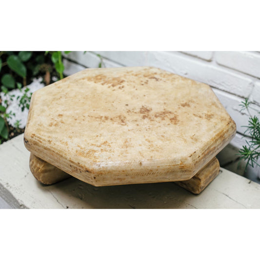 Antique White Marble Chapati Bread Rolling Plate Original Old Hand Carved