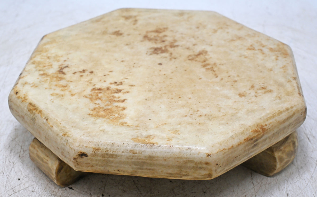 Antique White Marble Chapati Bread Rolling Plate Original Old Hand Carved