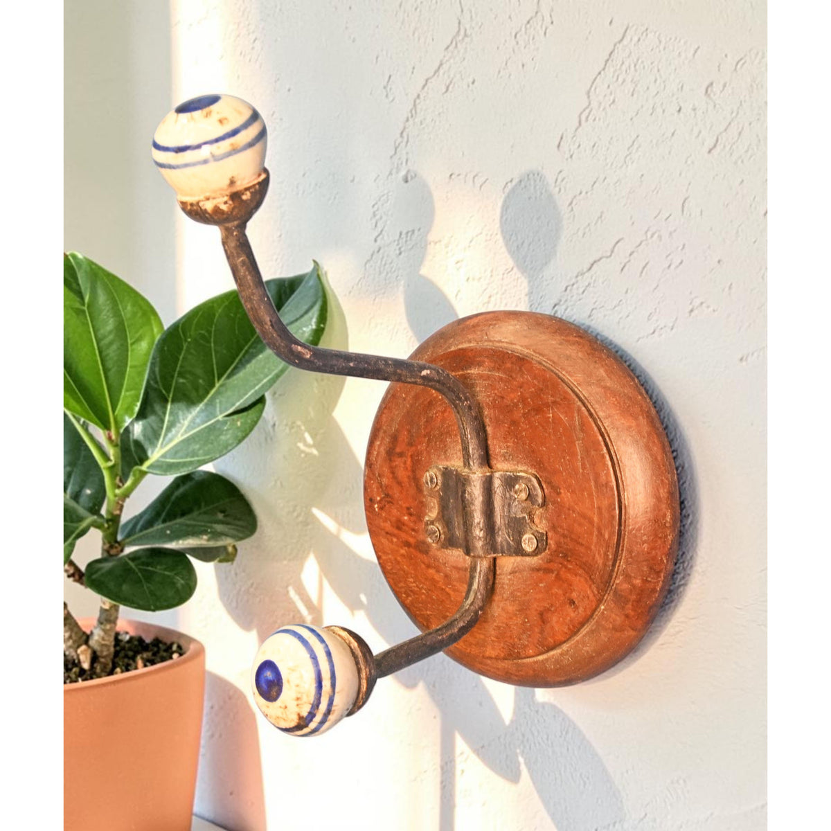 Vintage Wooden Wall Hook Hanger Original Old Hand Crafted