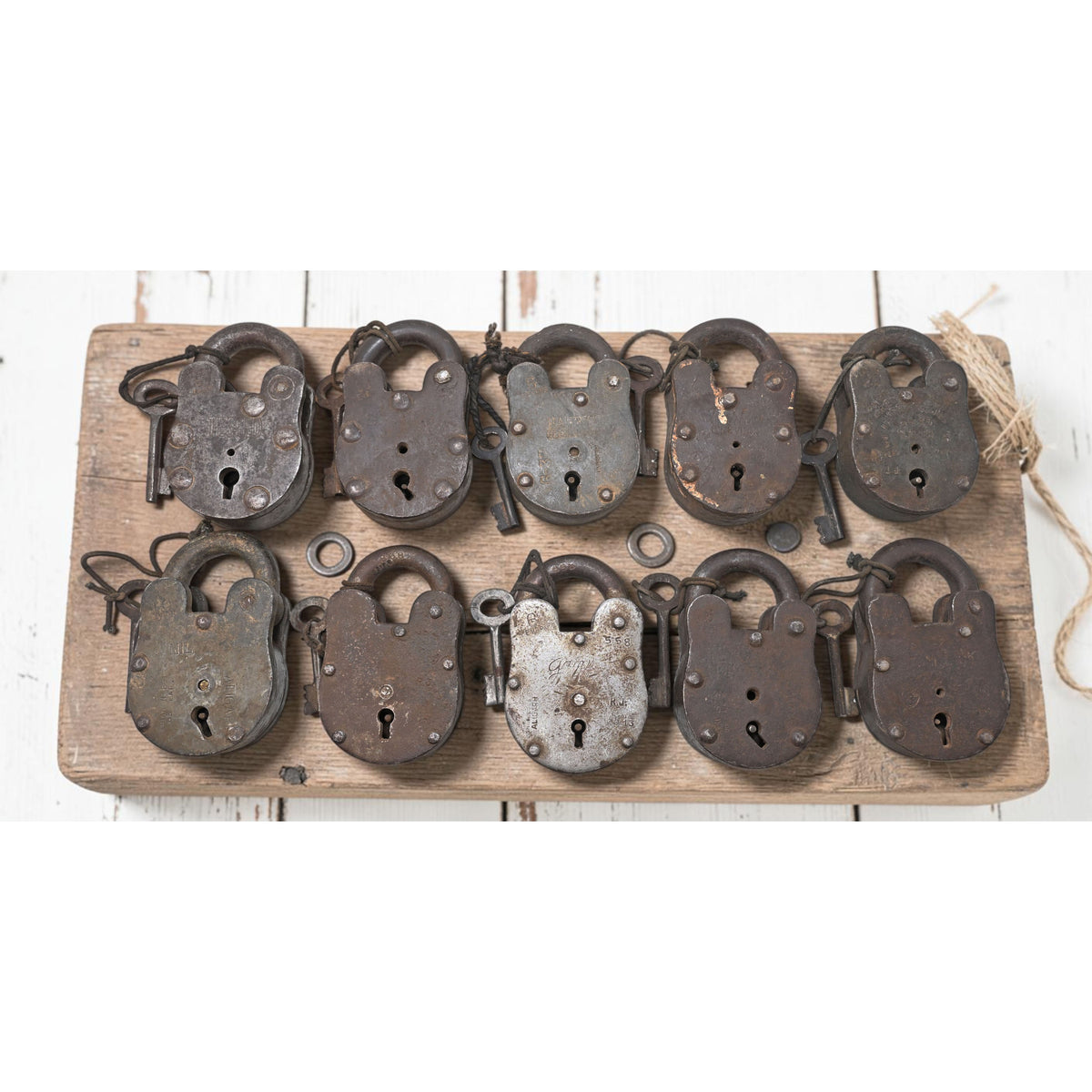 Lot of 10 Vintage Iron Lever System Pad Locks Original Old Hand Crafted