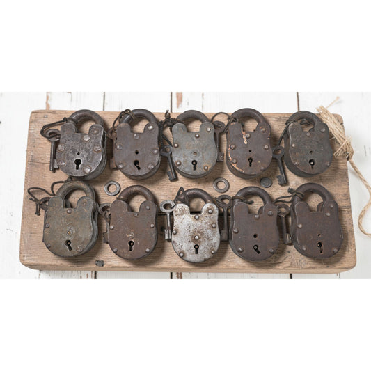 Lot of 10 Vintage Iron Lever System Pad Locks Original Old Hand Crafted