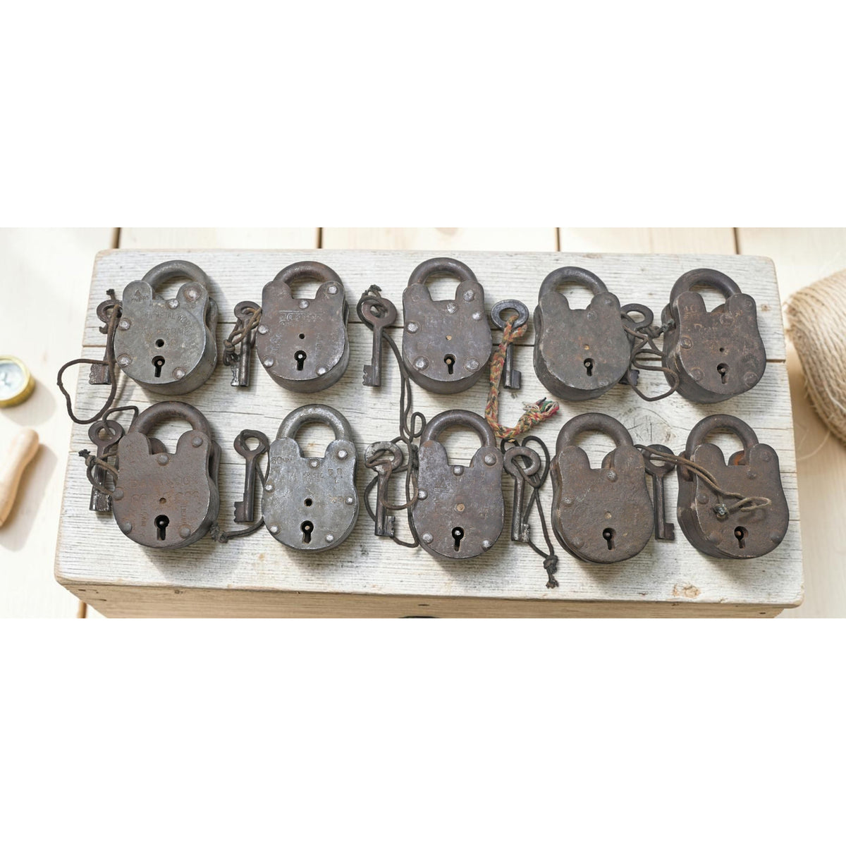 Lot of 10 Vintage Iron Lever System Pad Locks Original Old Hand Crafted