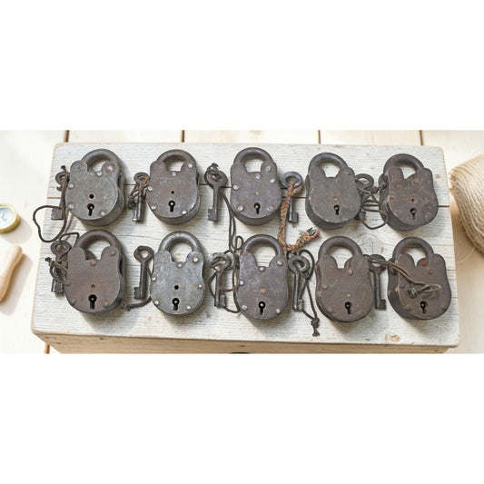 Lot of 10 Vintage Iron Lever System Pad Locks Original Old Hand Crafted