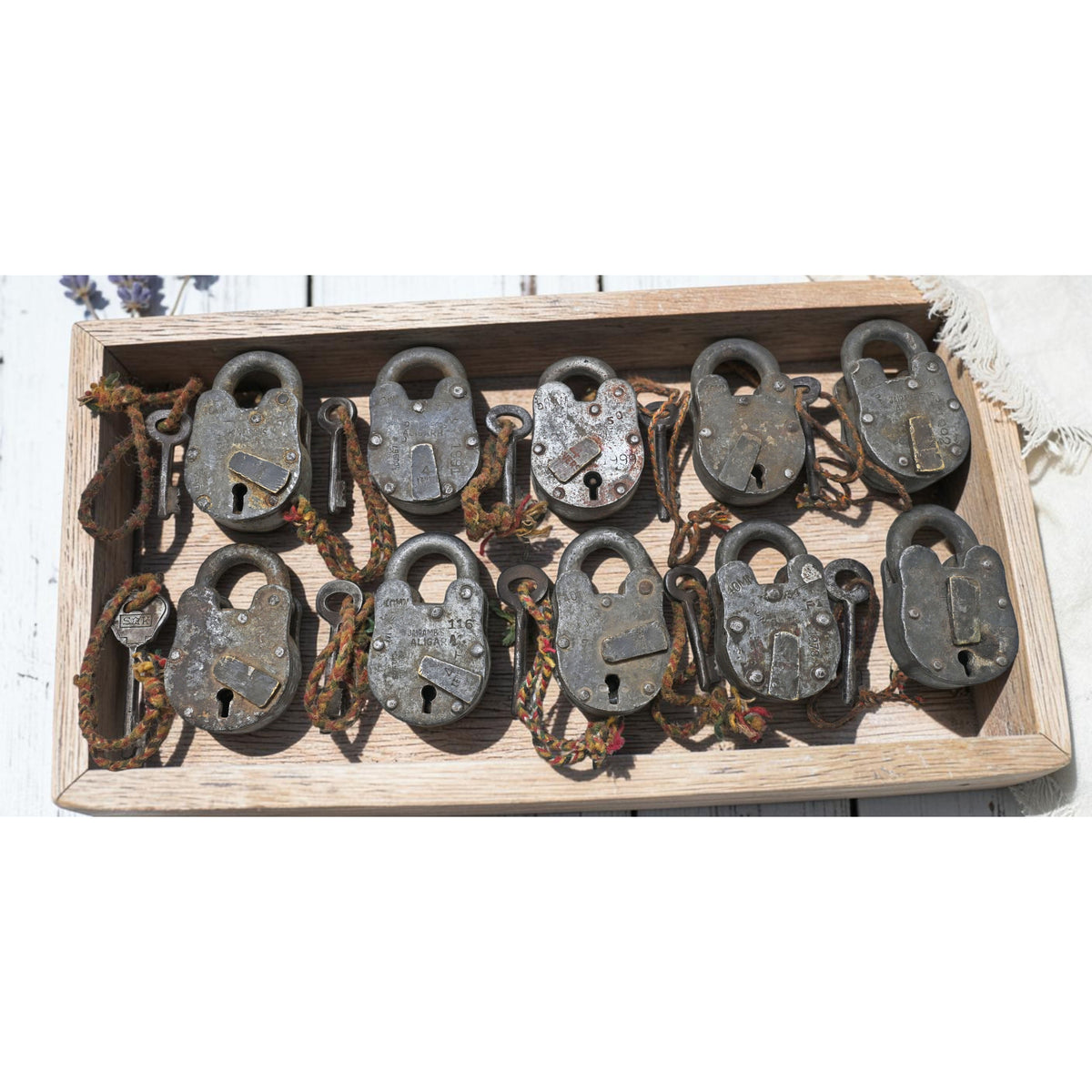 Lot of 10 Vintage Iron Lever System Pad Locks Original Old Hand Crafted