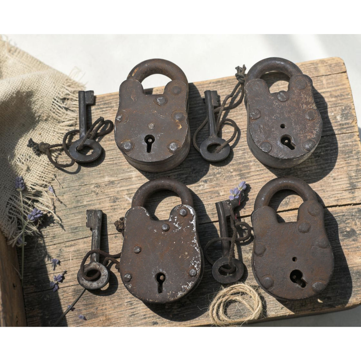 Lot of 4 Vintage Iron Lever System Pad Locks Original Old Hand Crafted