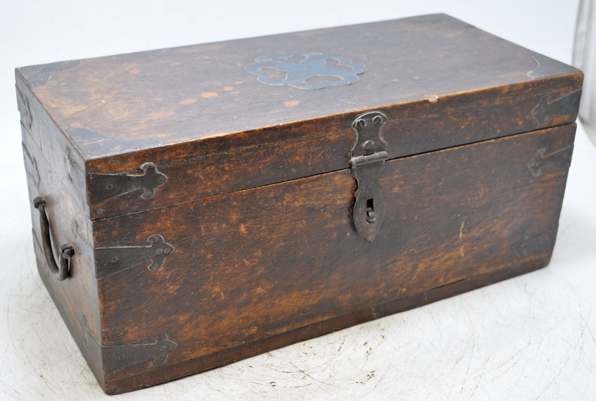 Vintage Wooden Long Storage Chest Box Original Old Hand Crafted Metal Fitted