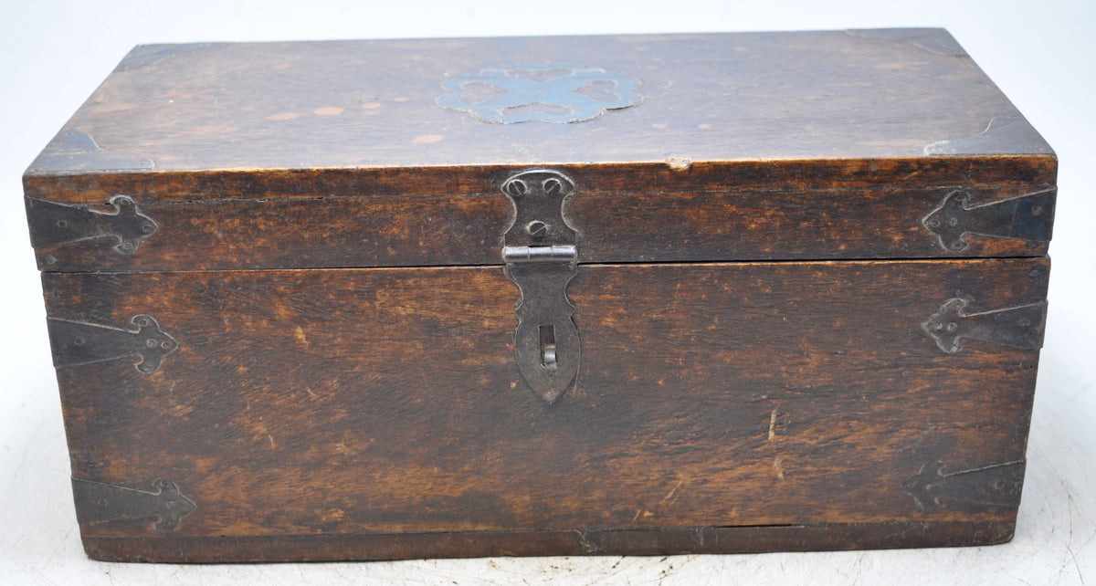 Vintage Wooden Long Storage Chest Box Original Old Hand Crafted Metal Fitted