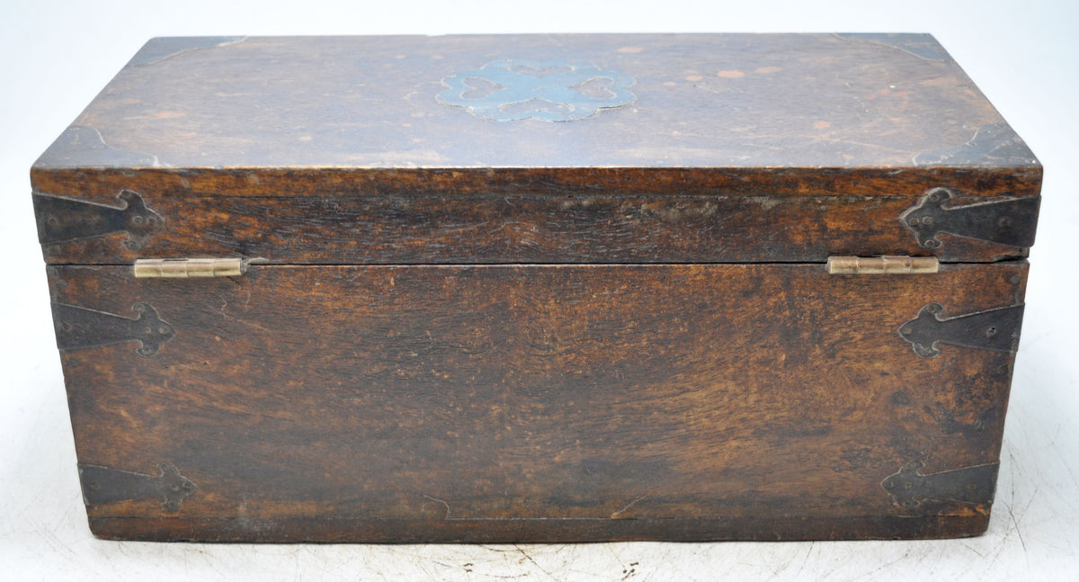 Vintage Wooden Long Storage Chest Box Original Old Hand Crafted Metal Fitted