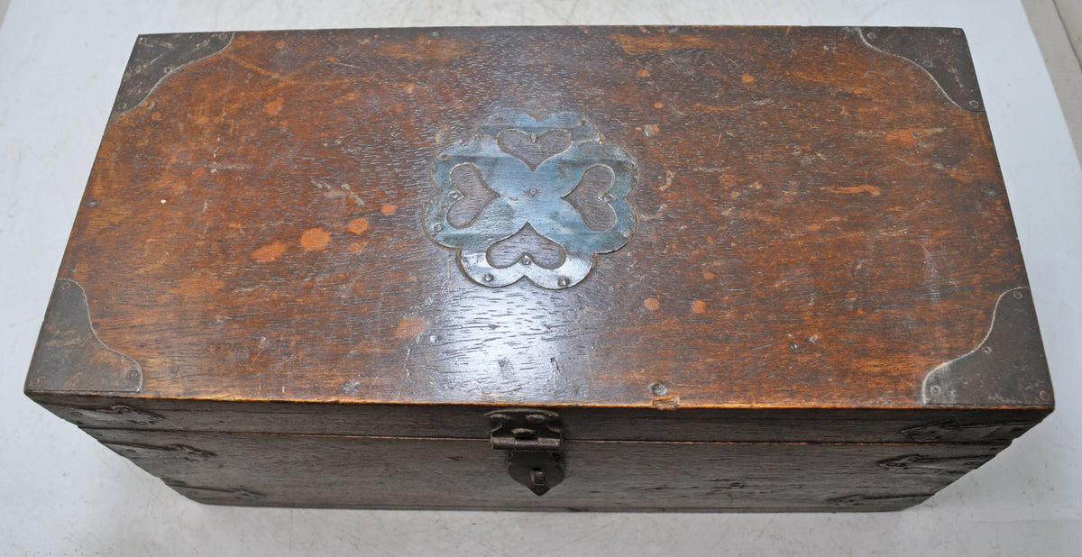 Vintage Wooden Long Storage Chest Box Original Old Hand Crafted Metal Fitted