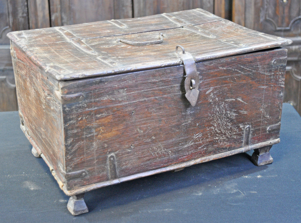 Antique Wooden Storage Chest Box Original Old Fine Hand Crafted Rustic Painted