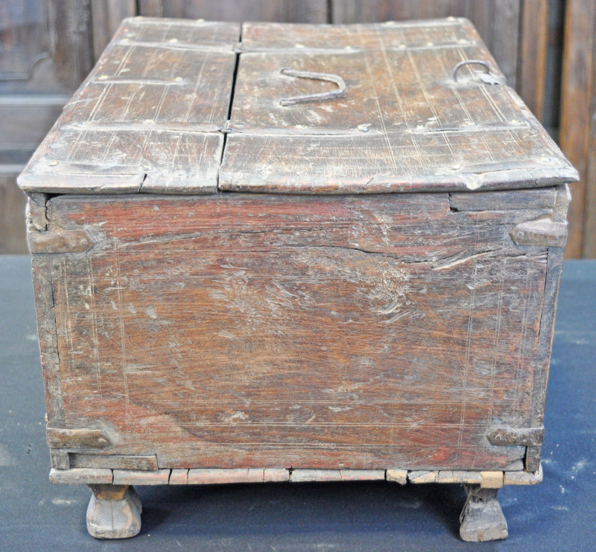 Antique Wooden Storage Chest Box Original Old Fine Hand Crafted Rustic Painted