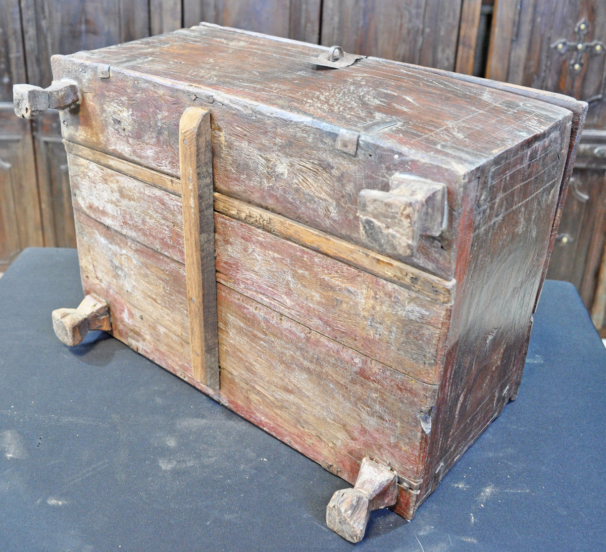 Antique Wooden Storage Chest Box Original Old Fine Hand Crafted Rustic Painted