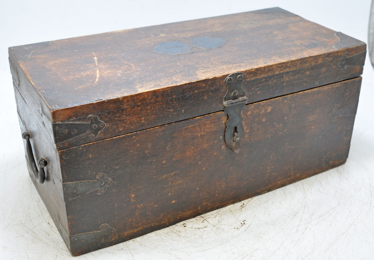 Vintage Wooden Long Storage Chest Box Original Old Hand Crafted Metal Fitted